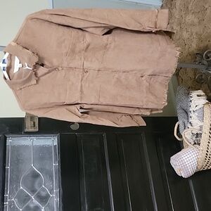 #57 NWT DAVI & DANI Brown Corduroy Shirt Jacket Raw Edges Women Size S, M